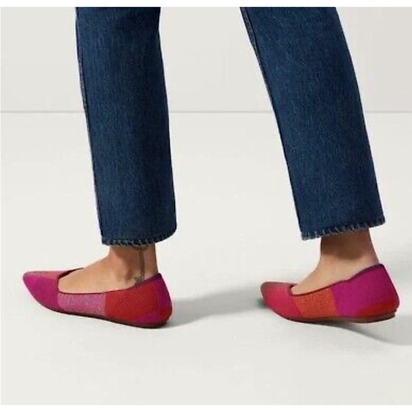 Rothy's The Point Ballet Flat Plaid Metallic Pomegranate Size W10.5 NWOT - Picture 1 of 12